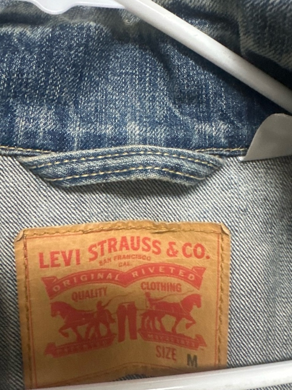 Levi's Men's Blue Denim Jeans with Tan Leather Patch